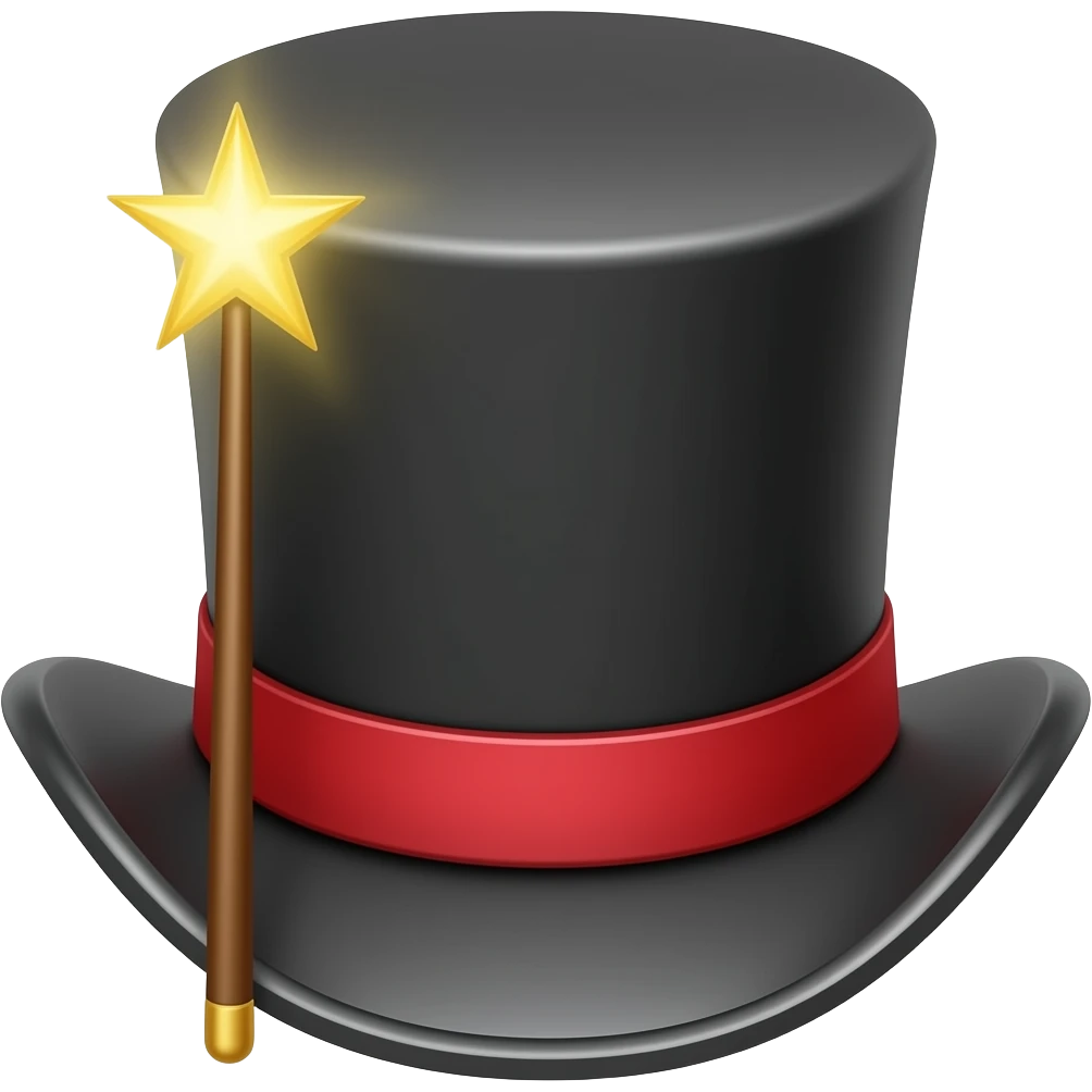 top hat with wand emoji
