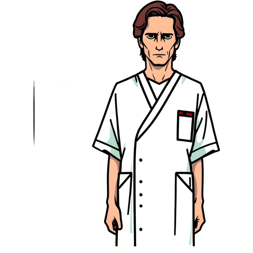 Patrick Bateman in a hospital gown emoji