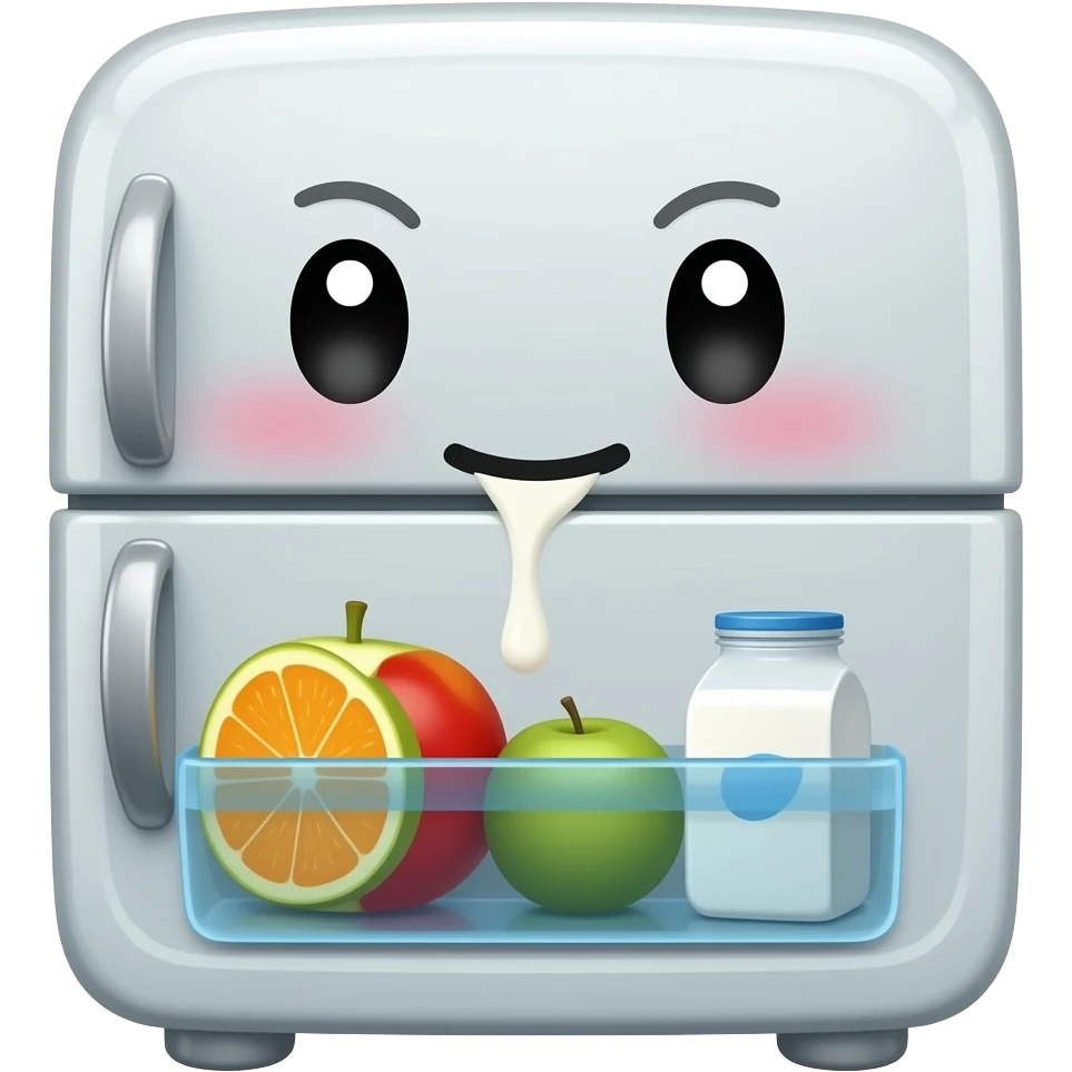 fridge with old fruit not happy cute smelly face milk soup emoji