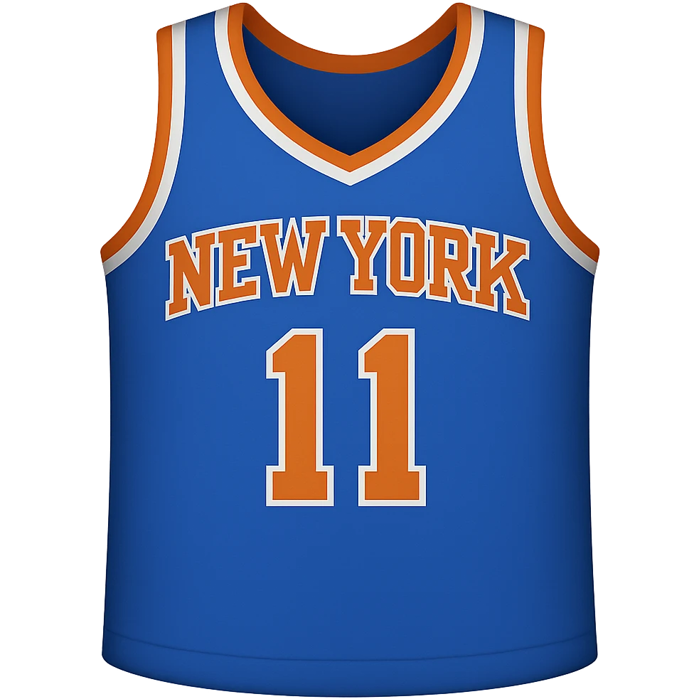 new york knicks basketball jersey featuring the number 11, ios emoji style emoji