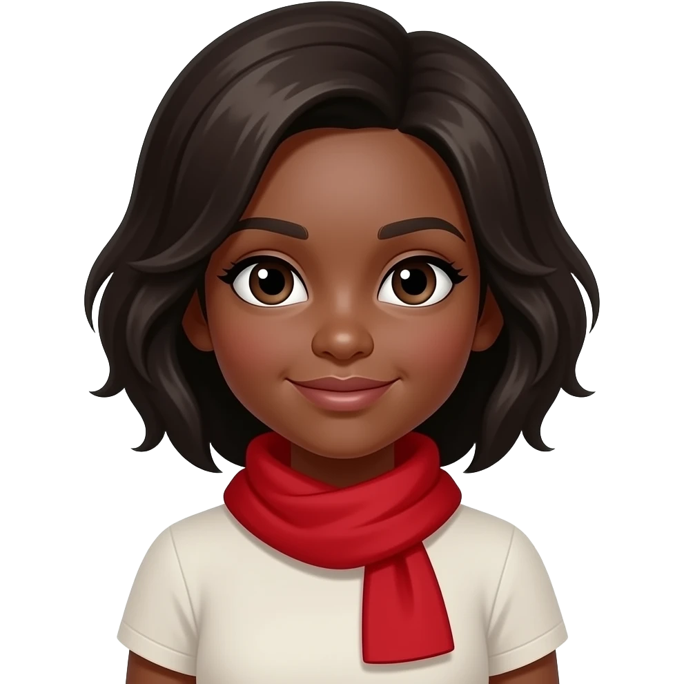 dark skin girlr with red neck scarf emoji