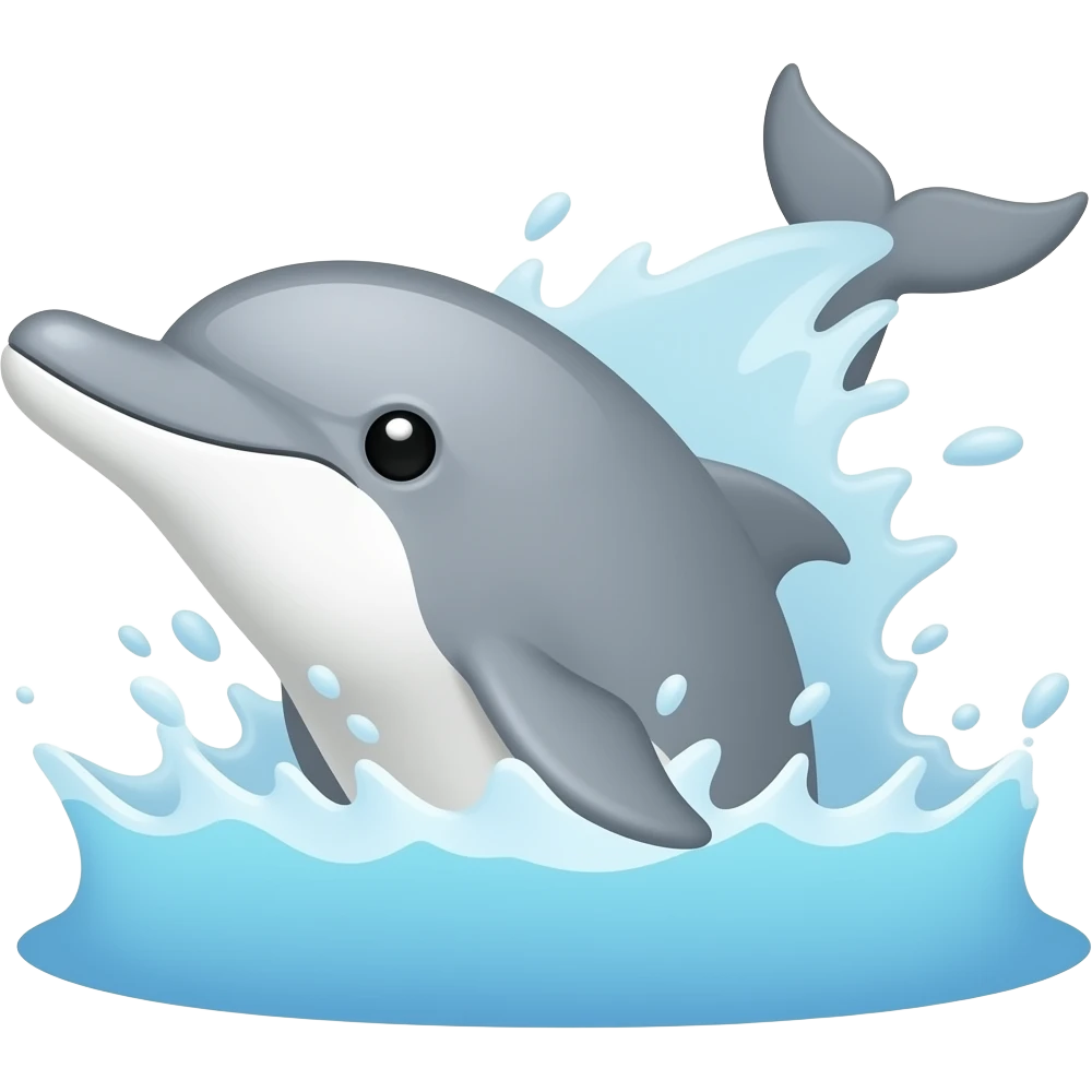 Tail (dolphin), head (dolphin), and splash emoji