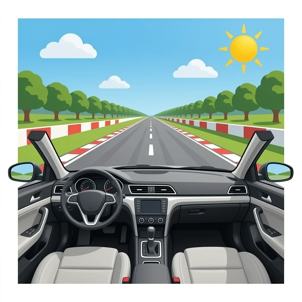 Car interior on a race track emoji