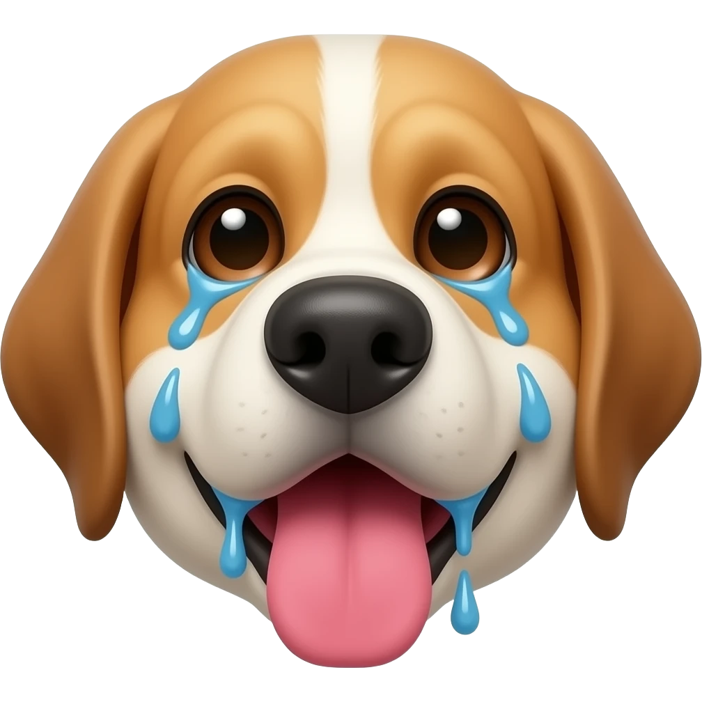 A big dogs face with its tongue out drooling alot emoji