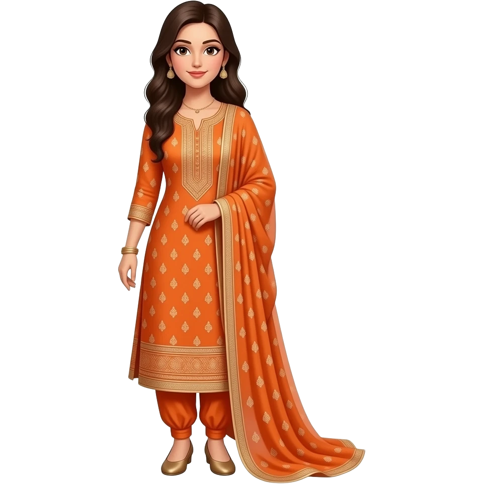 Orange shalwar kameez ladies full emoji