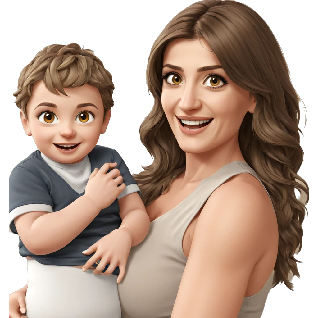 smiling girl with baby and boy emoji