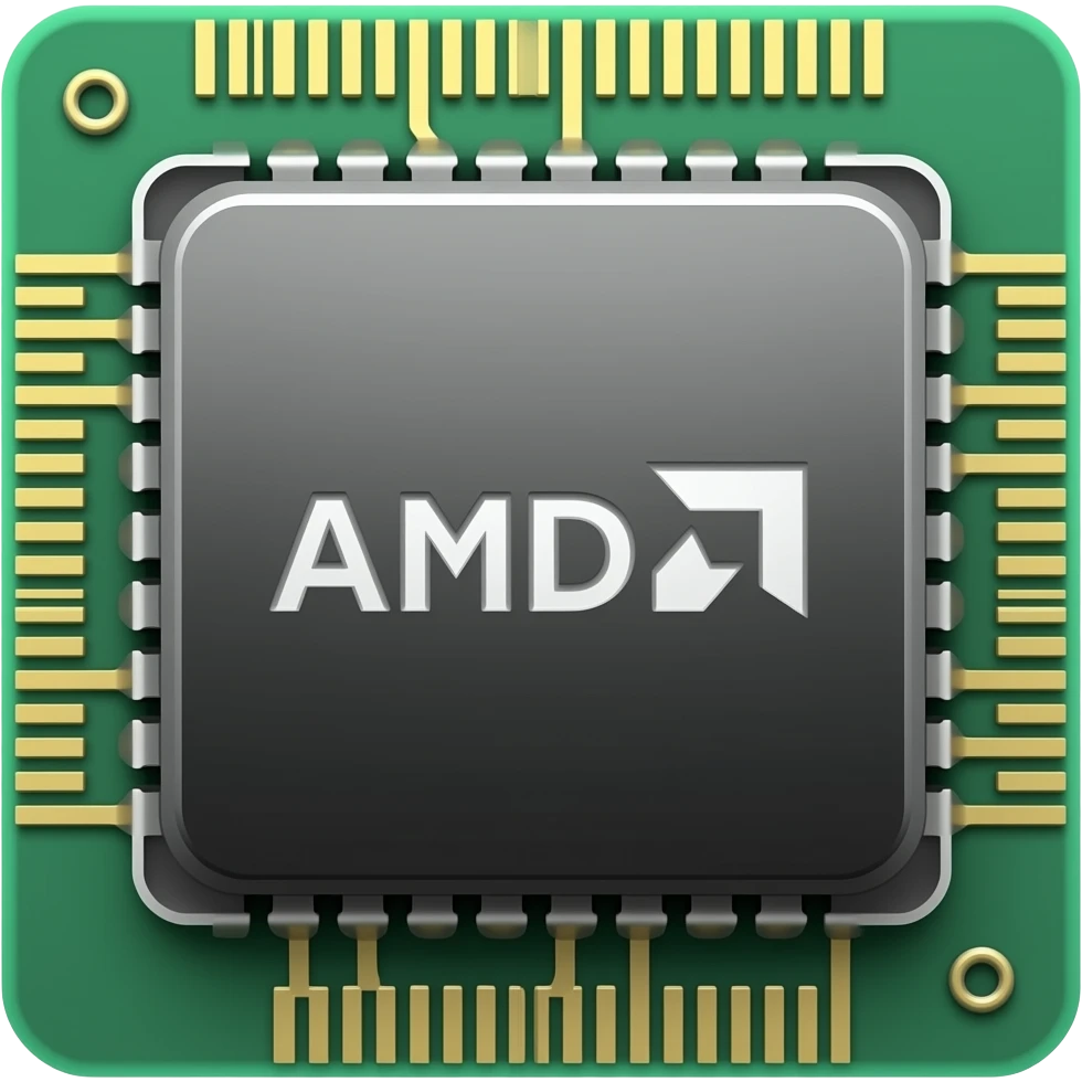 AMD CPU chip with AMD on it emoji