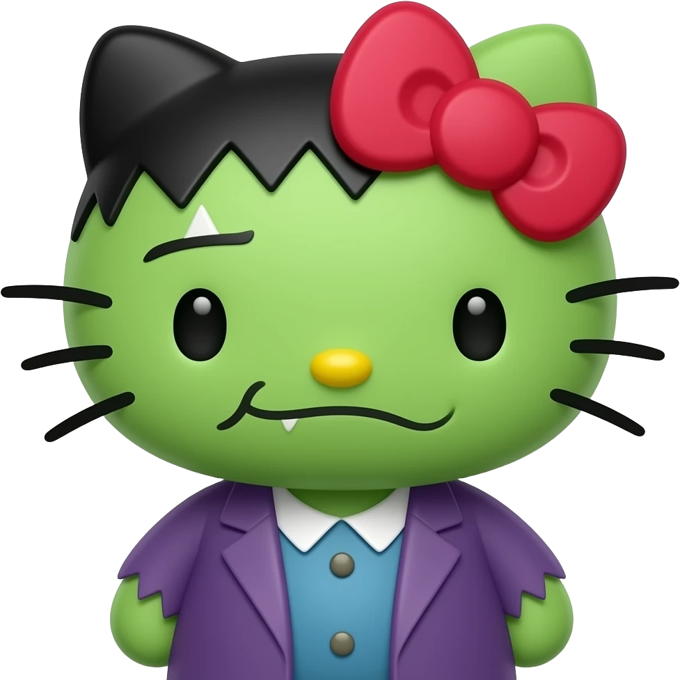 hello kitty disfrazada de frankennstein emoji