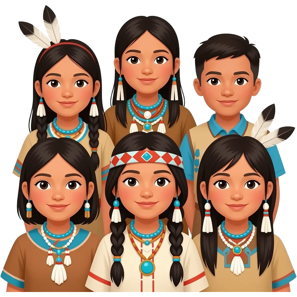 Native American group of children emoji