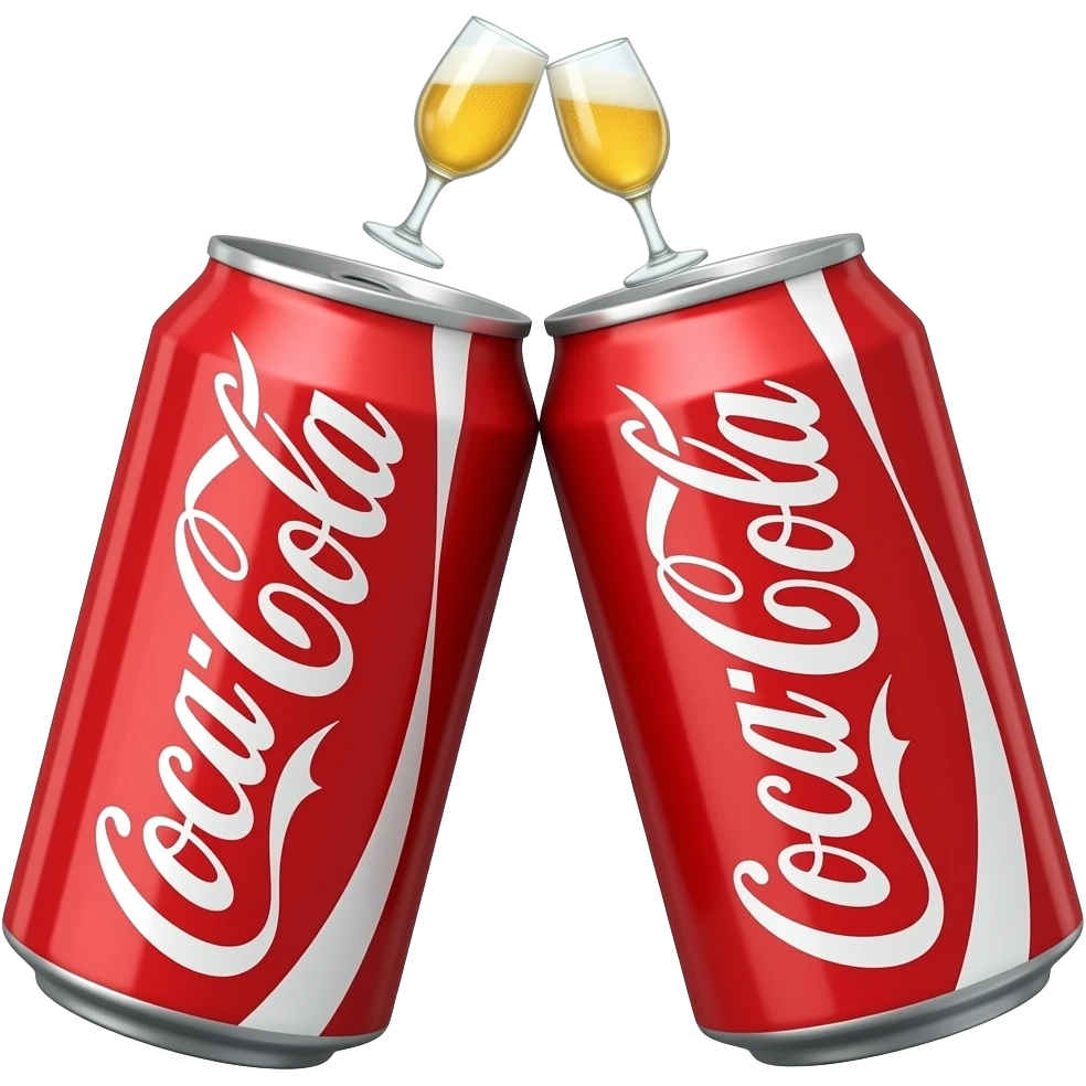 Duas coca colas de lata  brindando emoji