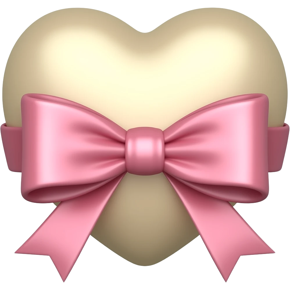 Beige heart with a pink ribbon bows emoji