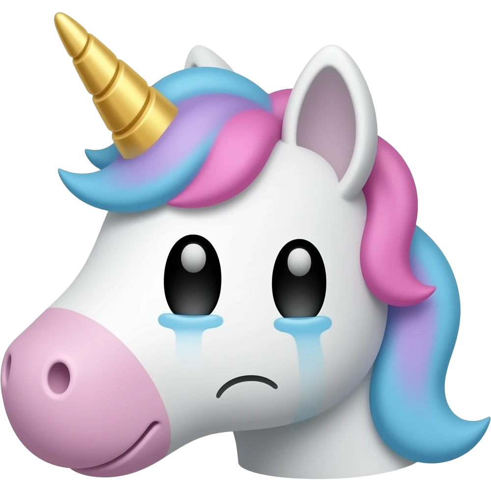 sad unicorn head emoji