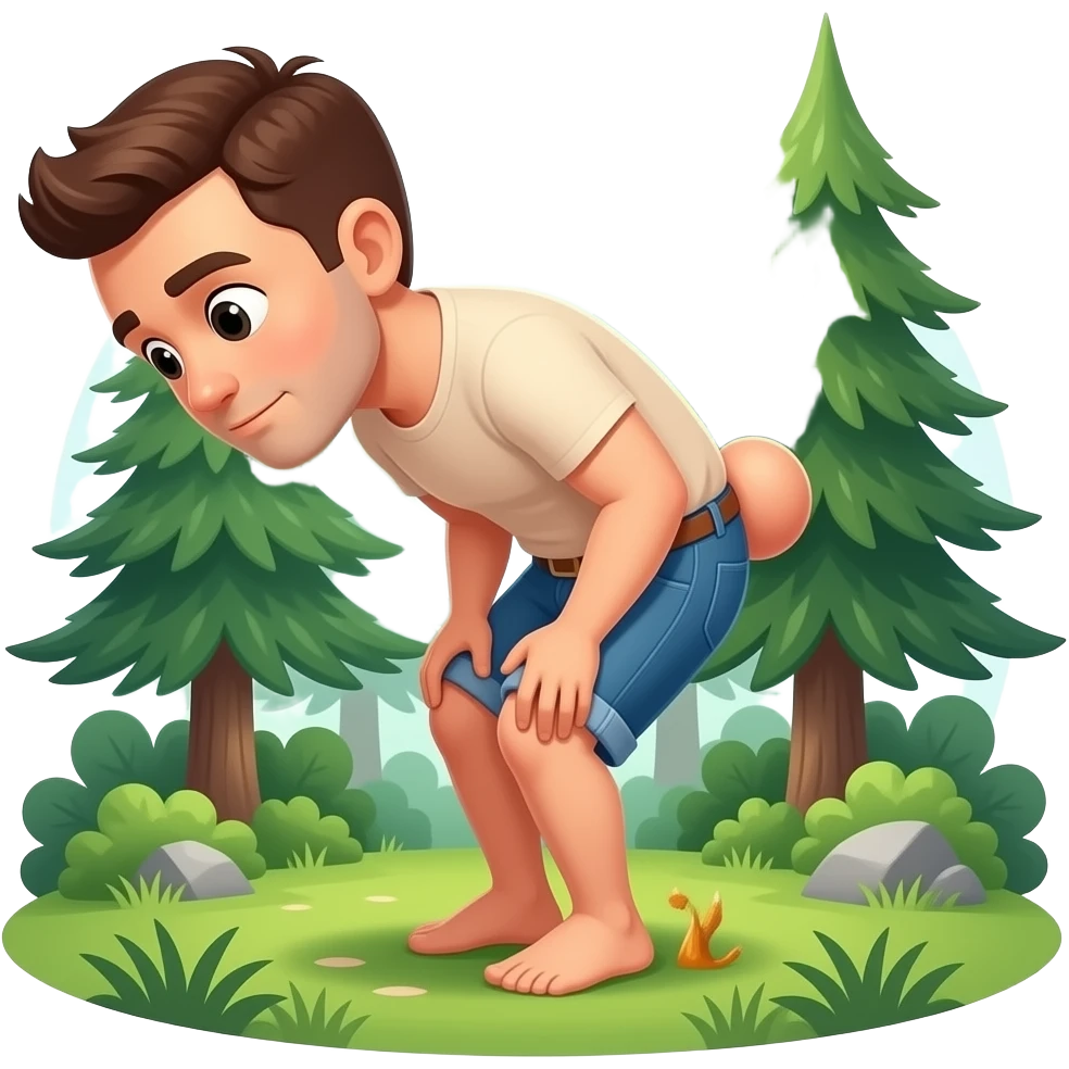 A man taking a shit in the woods emoji