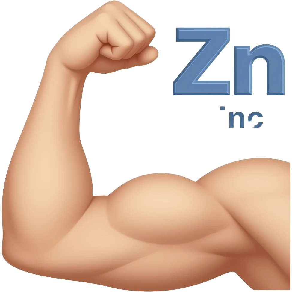 a arm flexing his muscle with Zn for zinc above it emoji