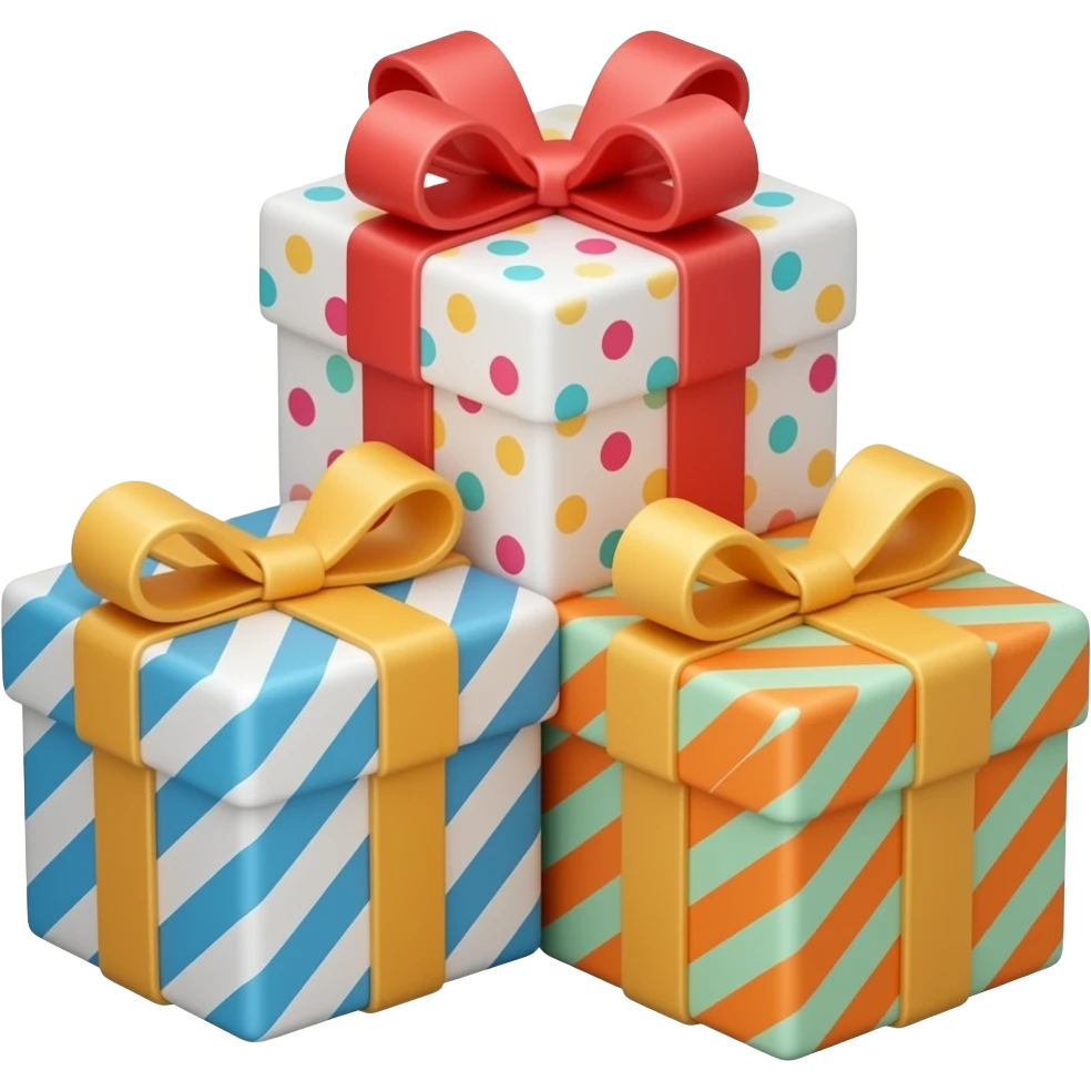 STACK OF THREE BIRTHDAY GIFTS emoji