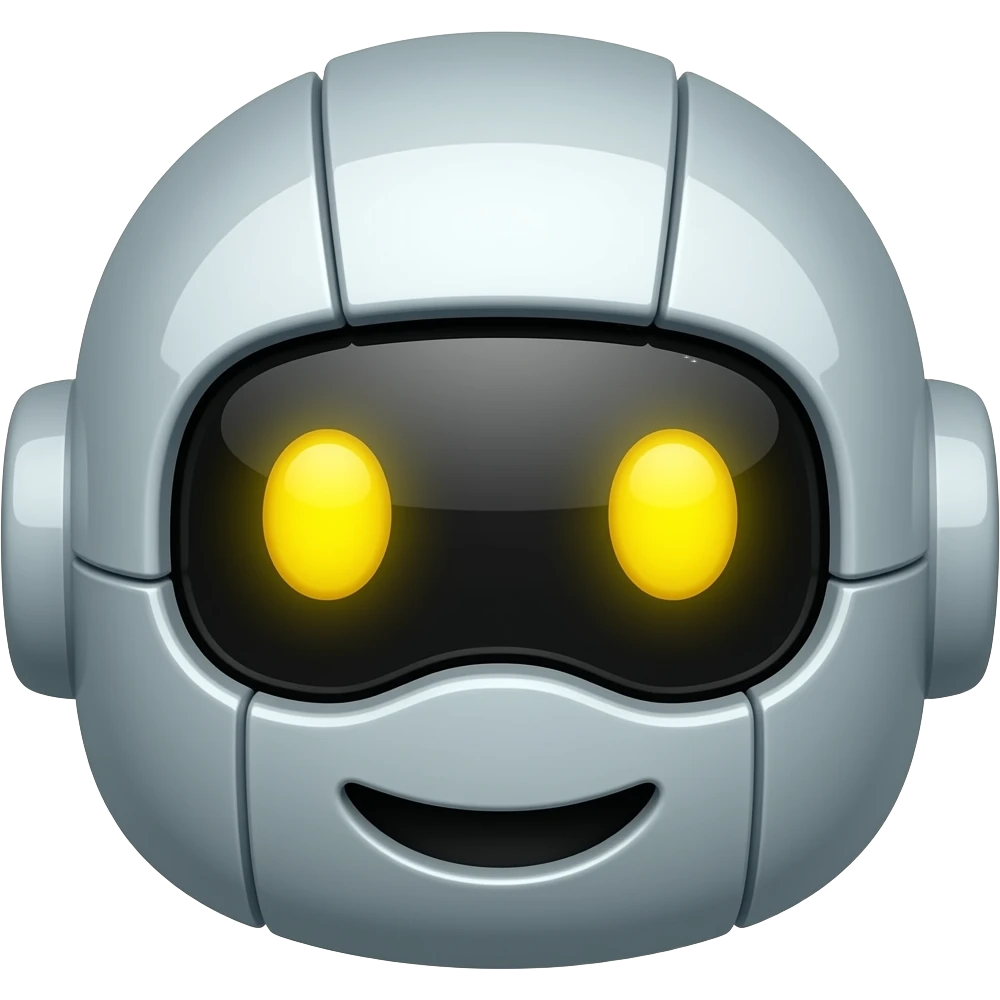 Un robot con ojos amarillos con una boca emoji