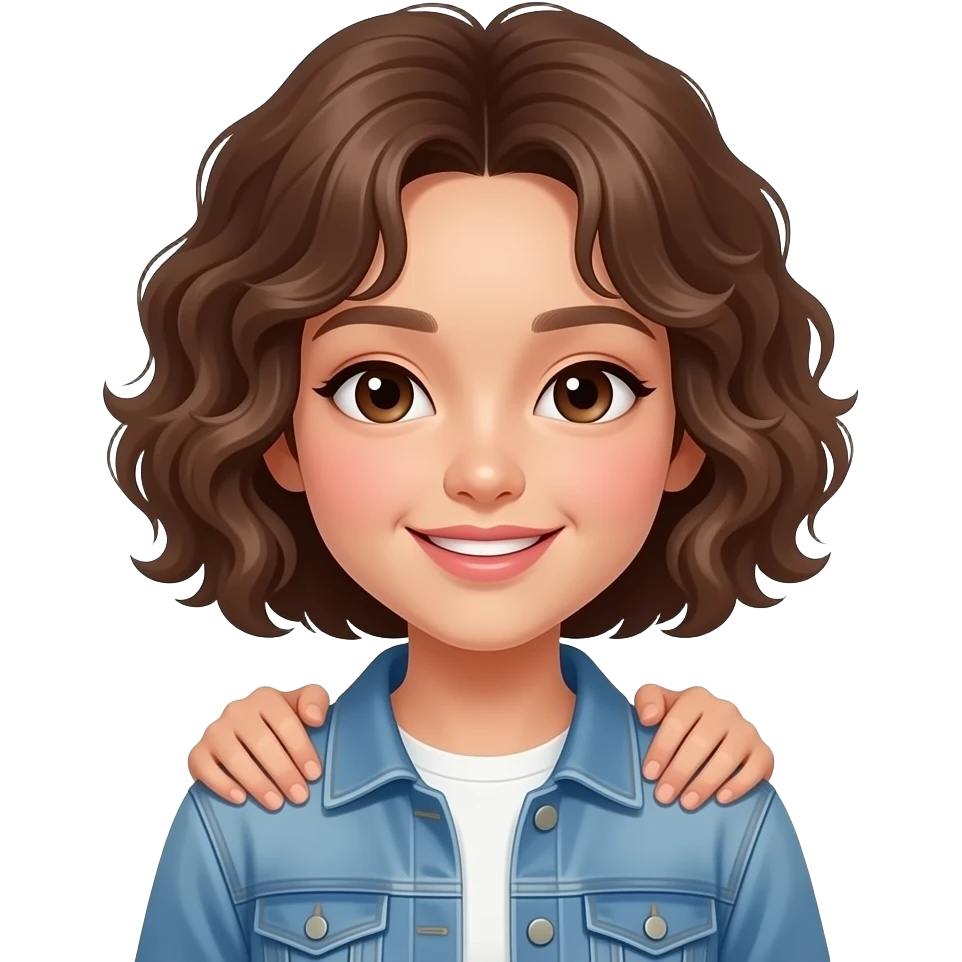 Chica morena clara con pelo rizado y corto con Jung Hoseok de BTS abrazados emoji