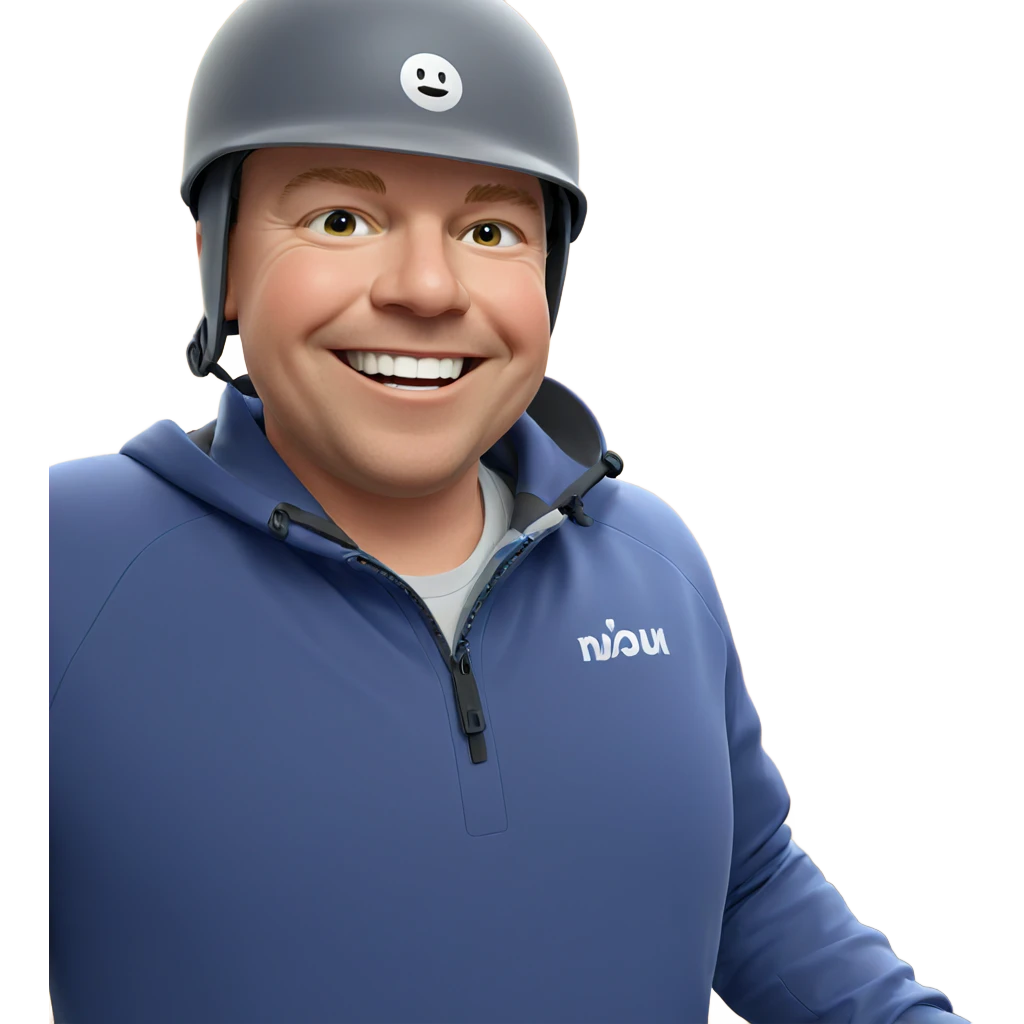 smiling boy in helmet indoors emoji