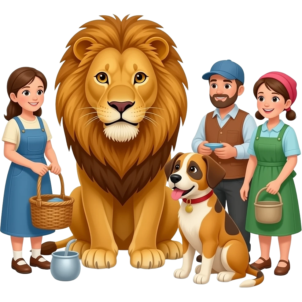 que els avitans del poble es praparavam per si turnes el lleoi el gos emoji