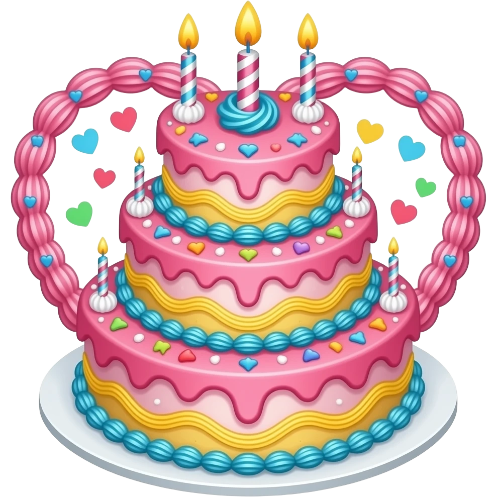 fun 3 tier heart shaped birthday cake emoji