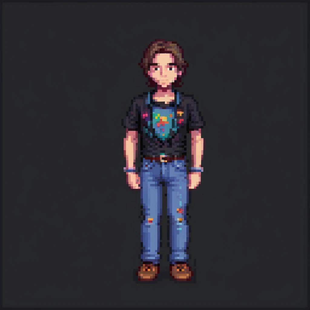 John Doe in pixel art, full body, casual clothes, classic arcade style, minimal background emoji