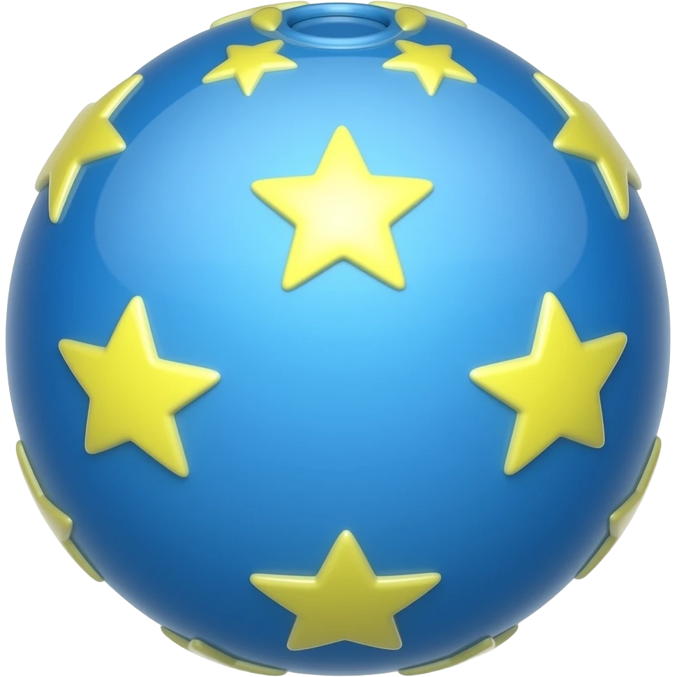 blue bouncy ball with yellow stars emoji