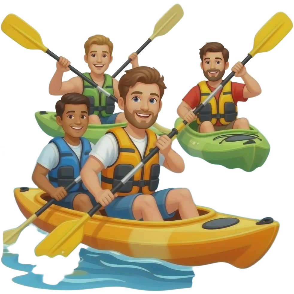 bachelor party on kayak without berr emoji