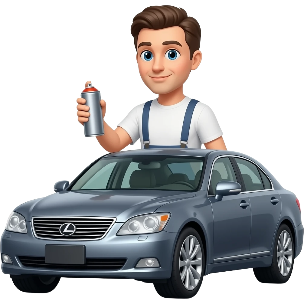 Lexus LS430 and a crow holding a spray can emoji