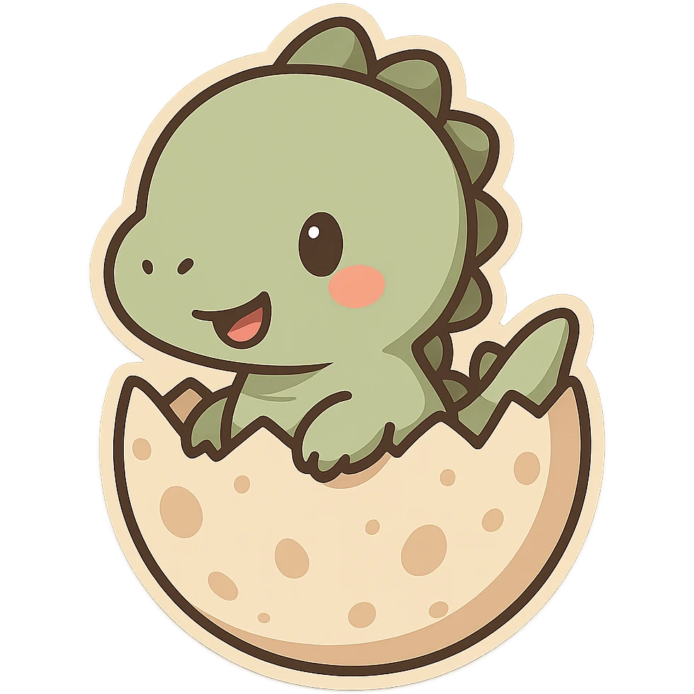 一颗恐龙蛋，蛋里有个恐龙宝宝探出头来 emoji