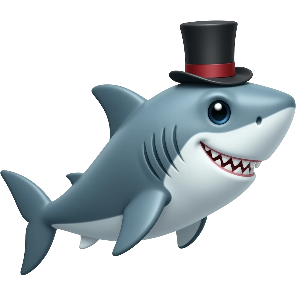 Shark with a top hat emoji