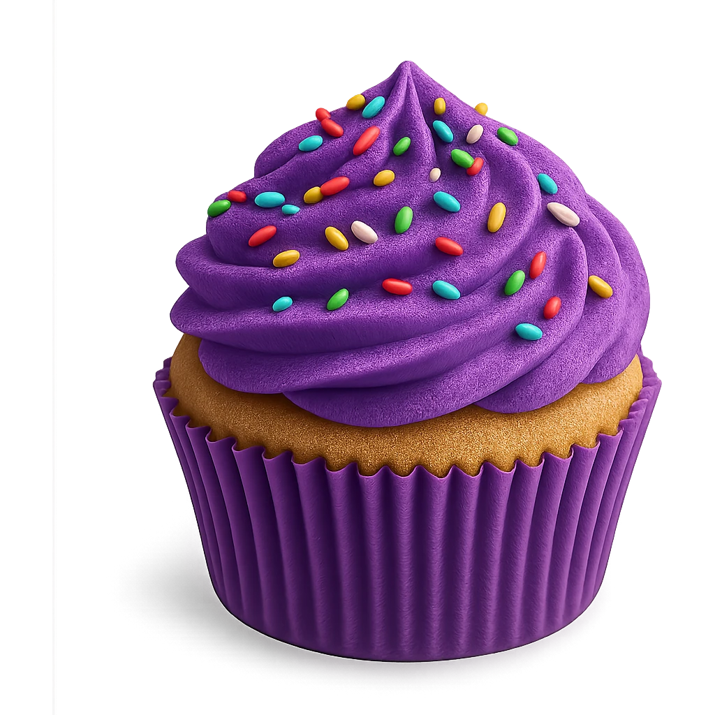 purple cupcake with sprinkles emoji