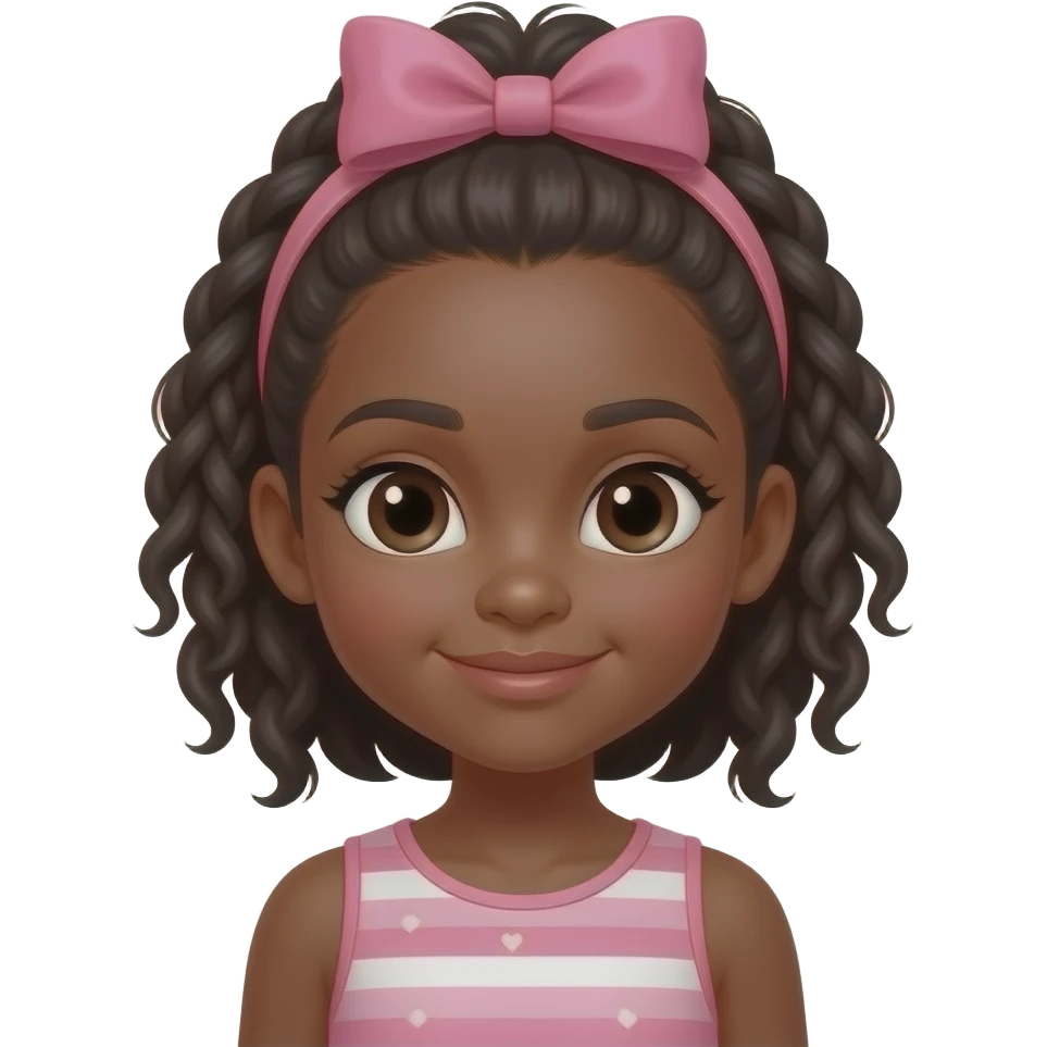 black girl with pink bow emoji
