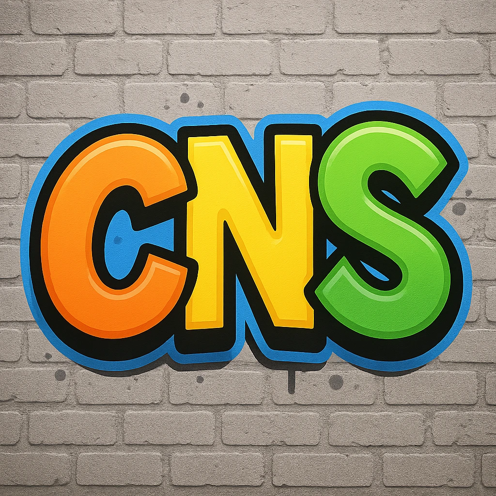 Сделай граффити с надписью "CNS" в стиле emoji iOS emoji