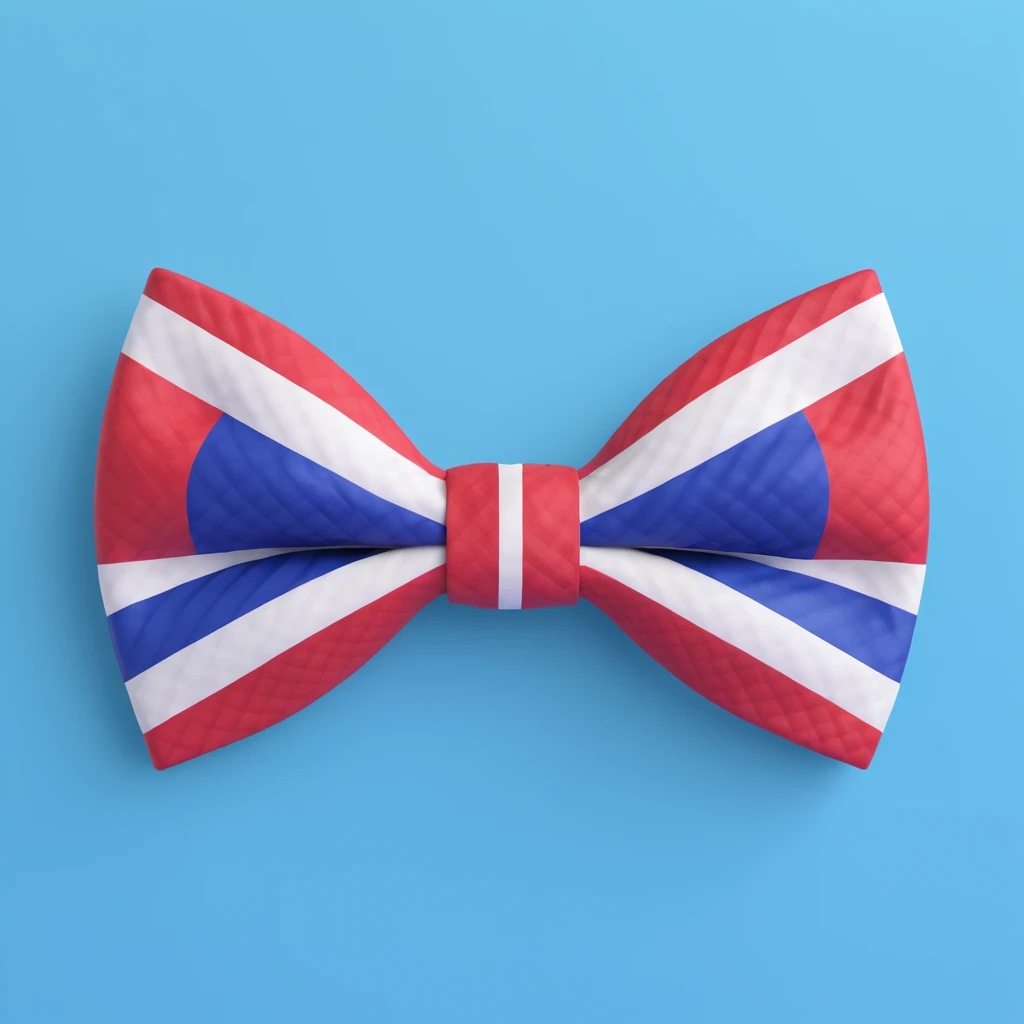 3D bow tie with the Thailand flag pattern, realistic texture, clear flag colors emoji