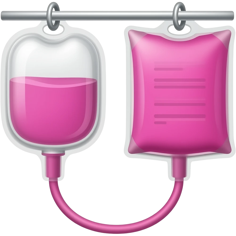 Bright Pink IV Bag on hook with line emoji