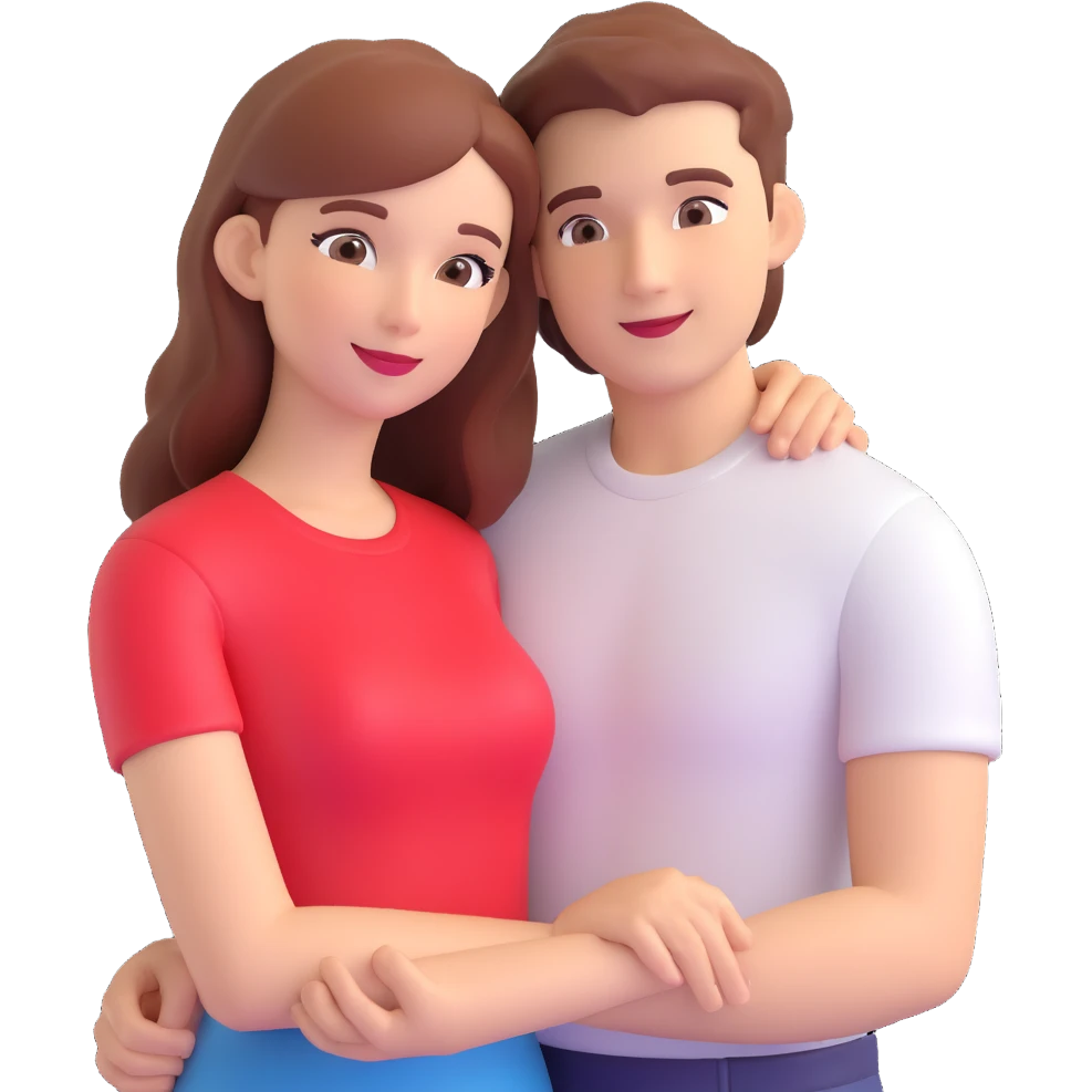 couple posing, close up pose, living room background emoji