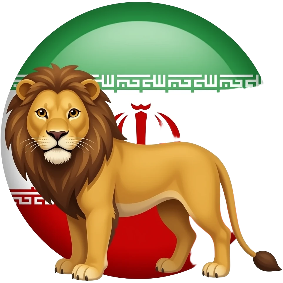 شیر و خورشید با غرور در پرچم سه رنگ ایران emoji