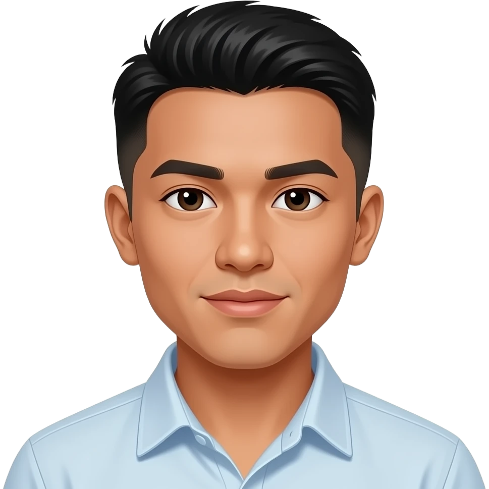 Filipino man 25 years old fade hair cut closed lips emoji