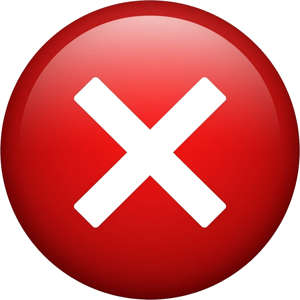 "X" cancel white icon in a red circle with red fill emoji