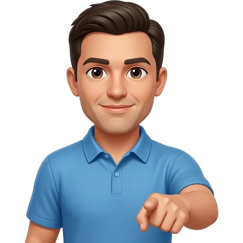 coach in a blue shirt points down to his knee emoji