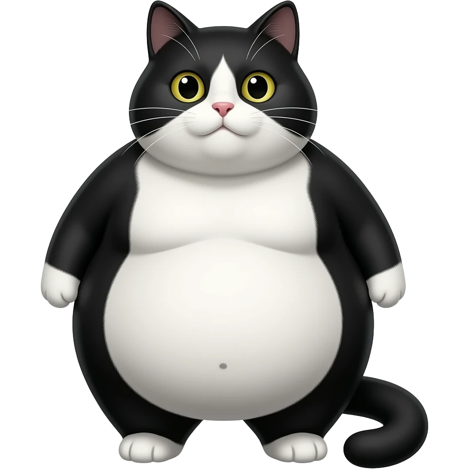 Un très très gros chat obèses noir et blanc emoji