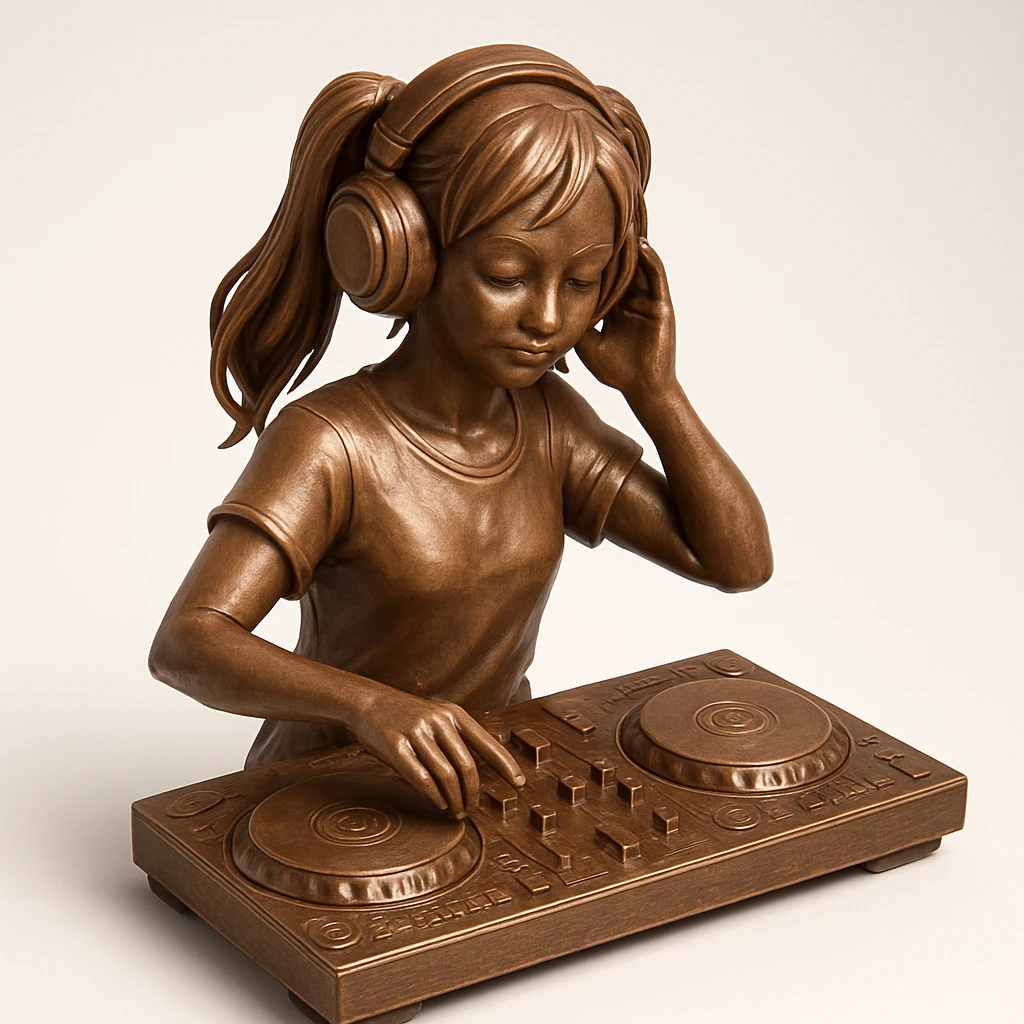 girl playing DJ set emoji