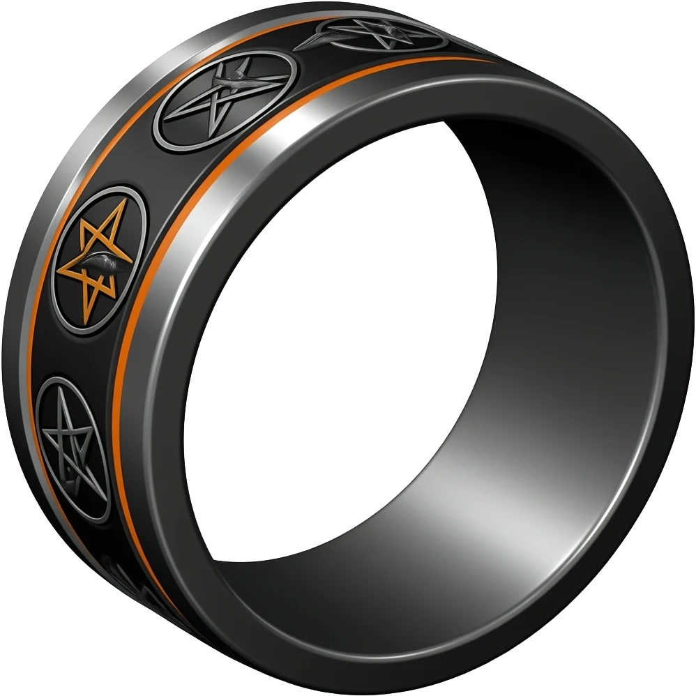 Umbra pontifex, a role that represents leadership and power. I need a ring that represents dark magic, using orange and purple as a color scheme. I wan embossed details to represent mysterious occultism emoji