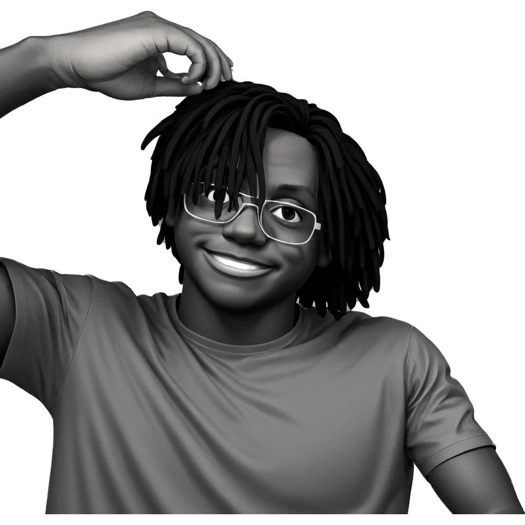 smiling boy in monochrome emoji