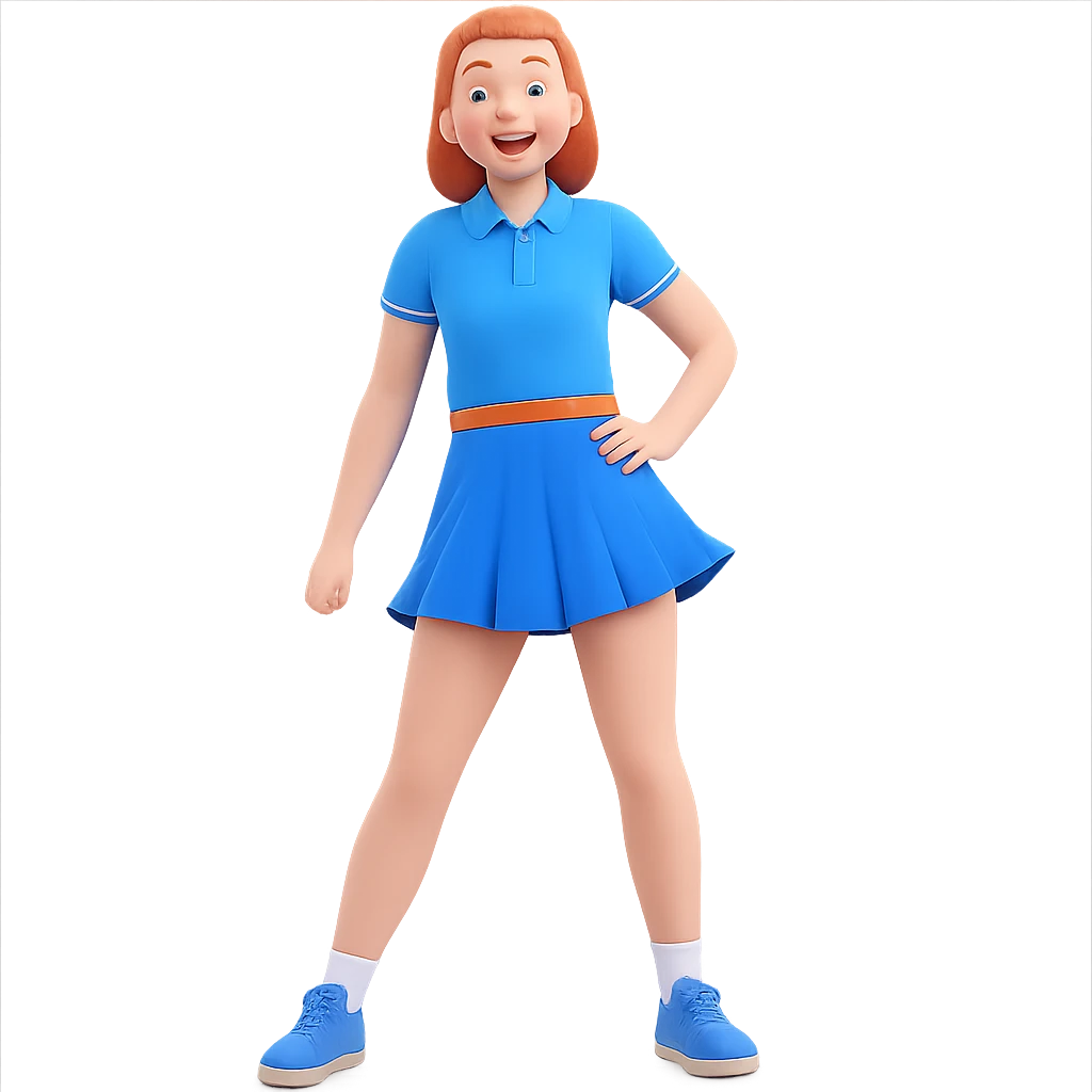 Make the blue pleated school skirt even shorter, cheerful and rebellious, with no background. emoji