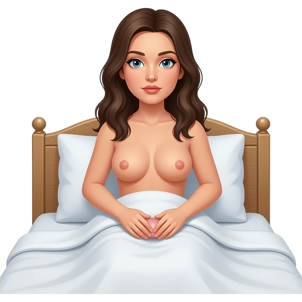 realistic revealing naked female in bed fullbody jerking off figure's penis emoji