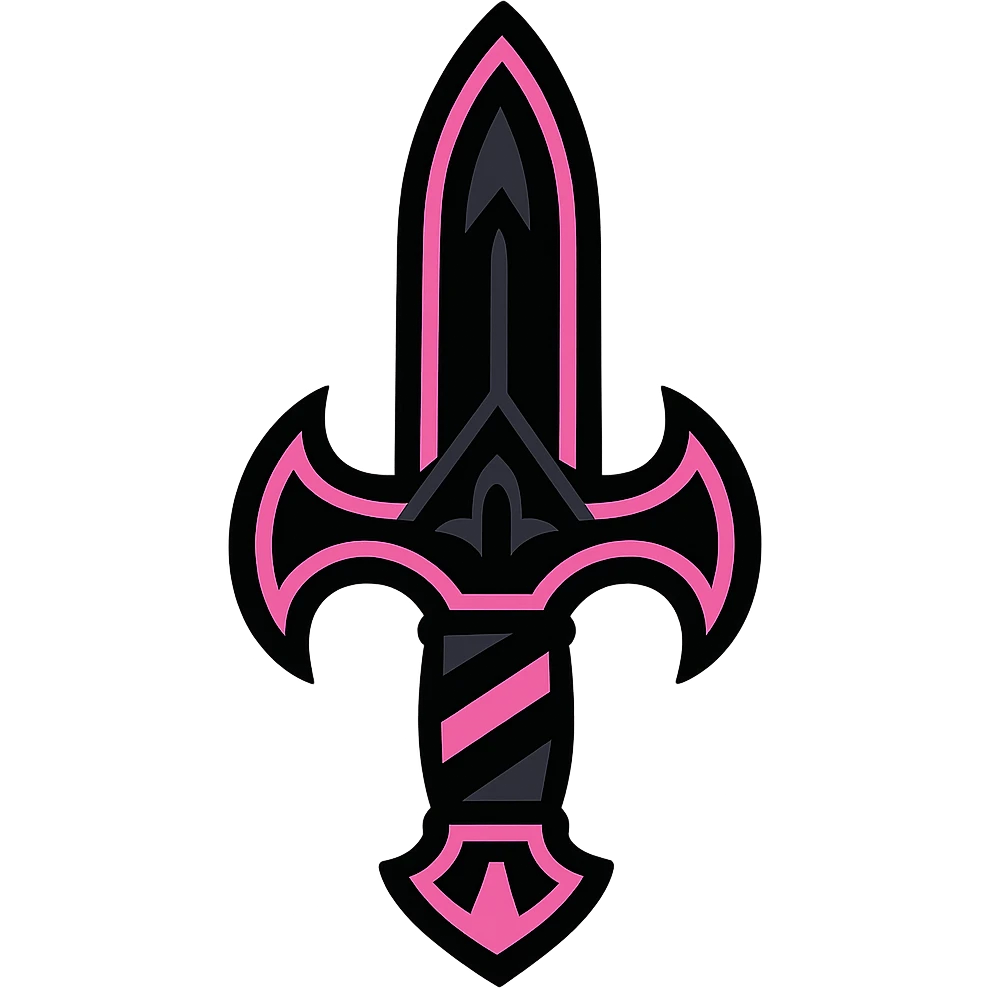 gothic knife, black and pink, vibrant toon style emoji