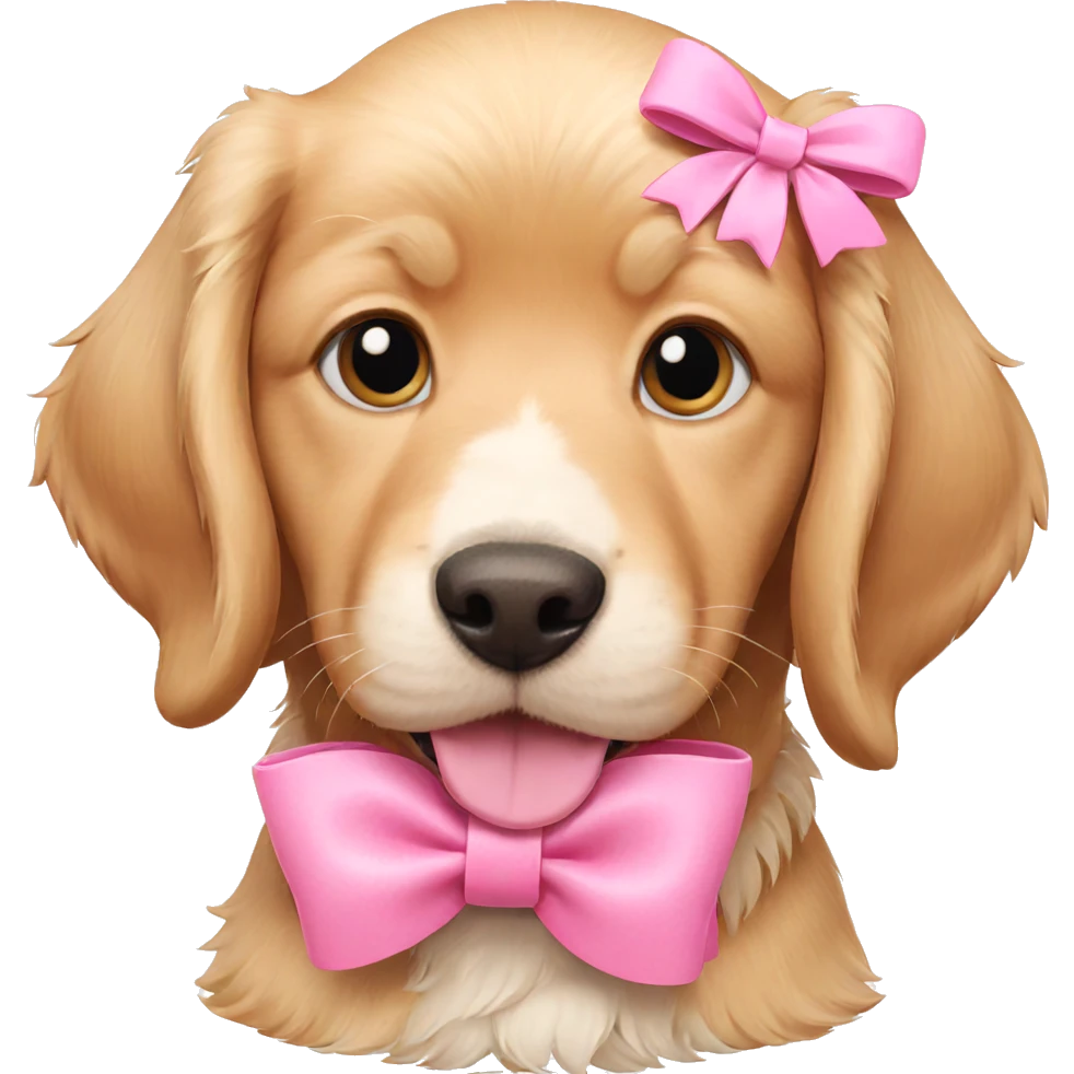 adorable dog with pink bow emoji