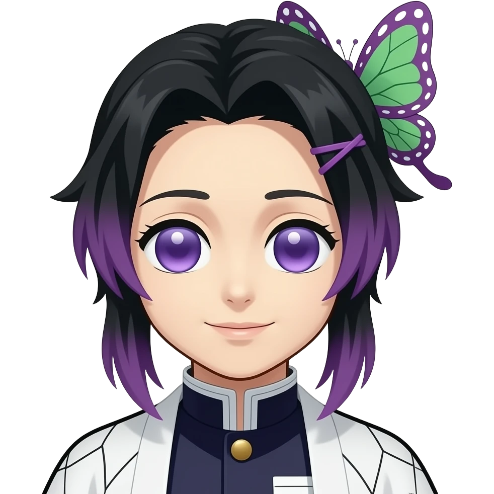 Otsutsuki hairstyle purple tips and black hair butterfly hairclip emoji