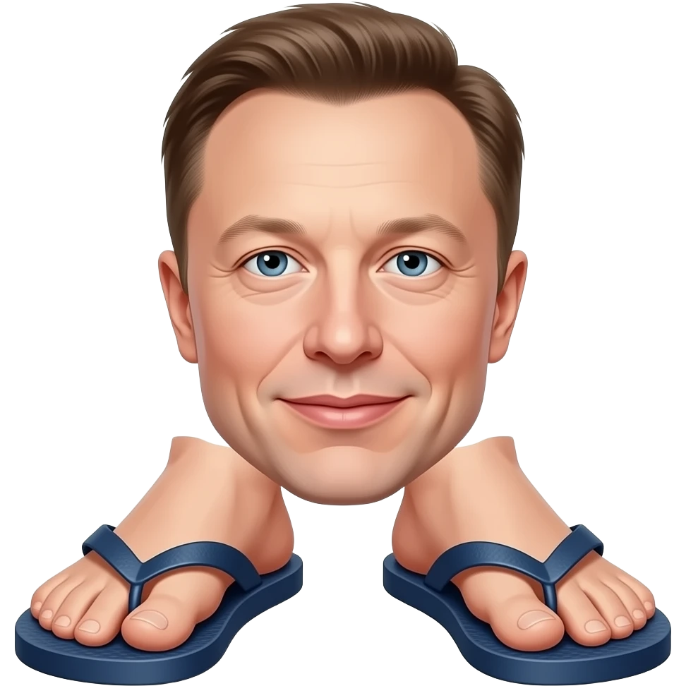 Elon musk feet in flip flops emoji